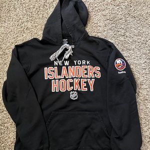 Reebok New York Islanders Hockey Hooded Sweatshirt Laced Size Large